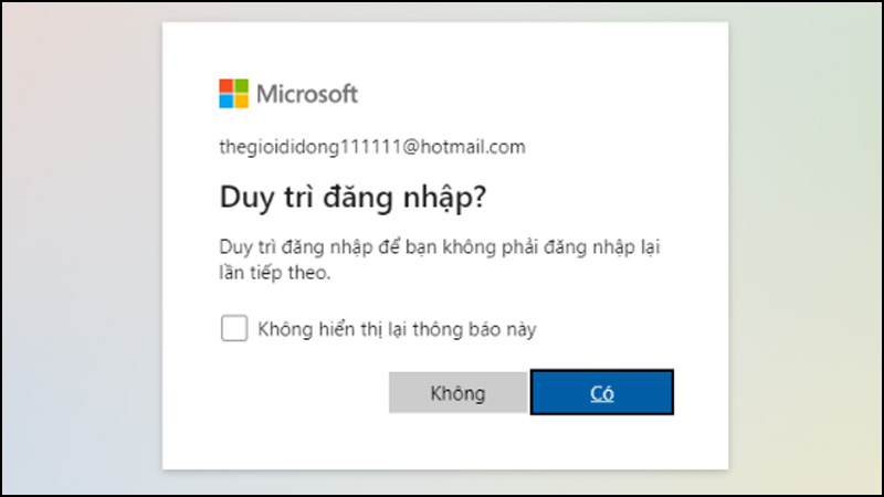 Tùy chọn duy trì đăng nhập trong các lần sau